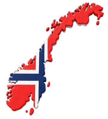 norge-kart-med-norsk-flagg-3d Kart over Norge utformet med det norske flagget i et tredimensjonalt design med markerte kanter og øyer på transparent bakgrunn